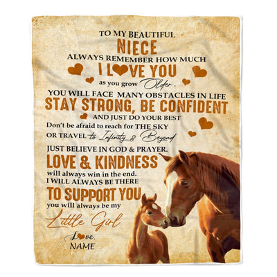 Personalized To My Niece Blanket From Aunt Auntie Uncle Always Remember I Love You Horse Niece Birthday Graduation Christmas Customized Fleece Throw Blanket | teecentury