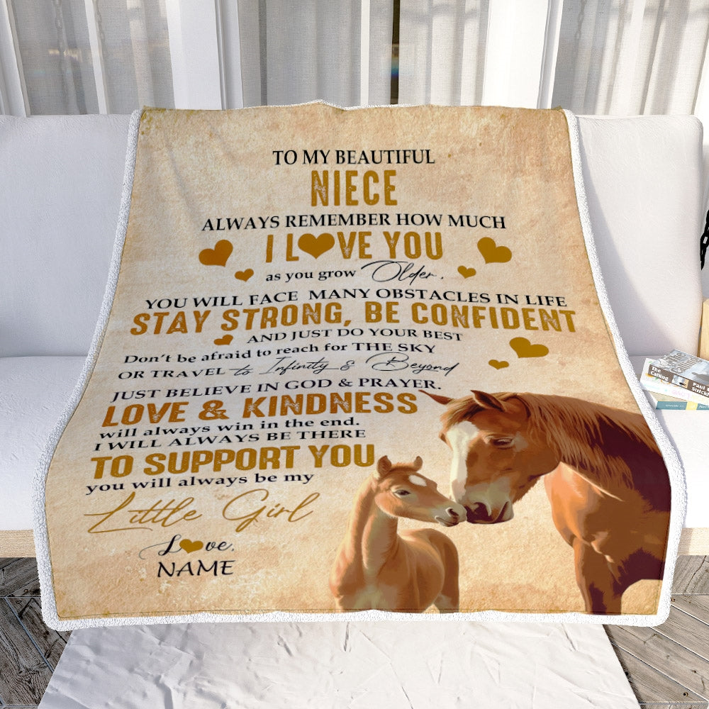 Personalized To My Niece Blanket From Aunt Auntie Uncle Always Remember I Love You Horse Niece Birthday Graduation Christmas Customized Fleece Throw Blanket | teecentury
