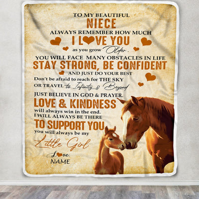 Personalized To My Niece Blanket From Aunt Auntie Uncle Always Remember I Love You Horse Niece Birthday Graduation Christmas Customized Fleece Throw Blanket | teecentury