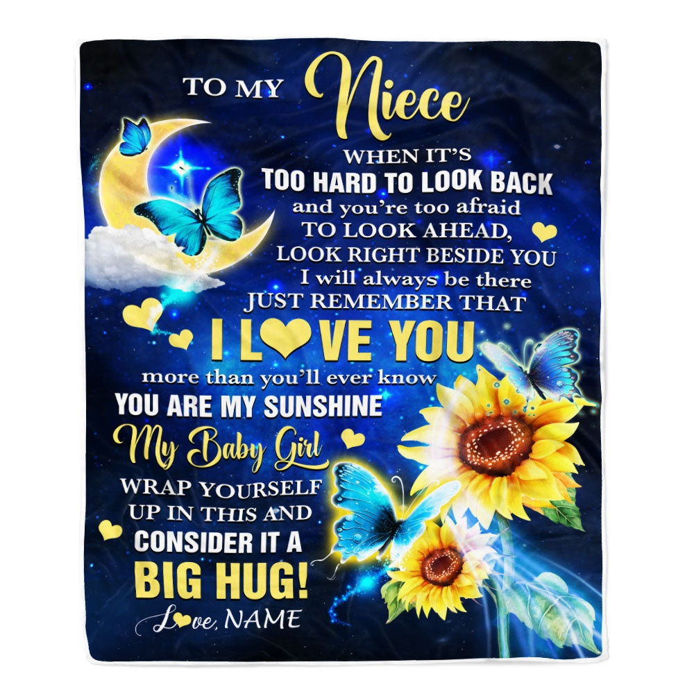 Personalized To My Niece Blanket From Aunt Auntie Uncle Butterfly I Will Always Be There Niece Birthday Graduation Christmas Customized Fleece Throw Blanket | teecentury