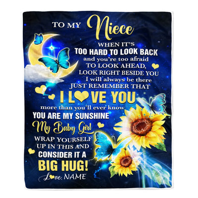 Personalized To My Niece Blanket From Aunt Auntie Uncle Butterfly I Will Always Be There Niece Birthday Graduation Christmas Customized Fleece Throw Blanket | teecentury