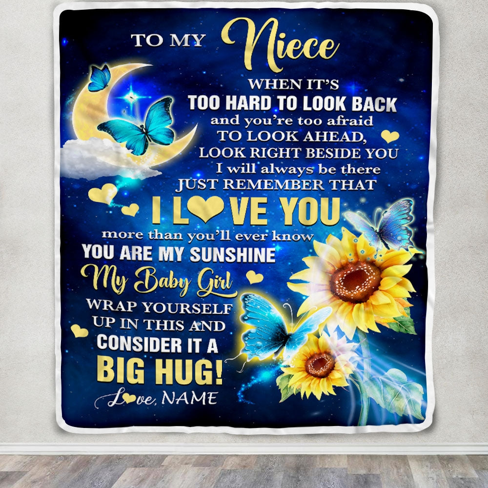 Personalized To My Niece Blanket From Aunt Auntie Uncle Butterfly I Will Always Be There Niece Birthday Graduation Christmas Customized Fleece Throw Blanket | teecentury