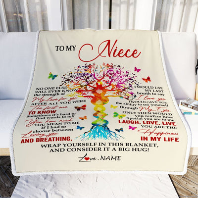 Personalized To My Niece Blanket From Aunt Auntie Uncle DNA Colorful Tree Niece Birthday Celebrating Graduation Christmas Customized Gift Fleece Throw Blanket | teecentury