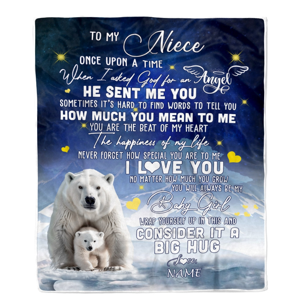 Personalized To My Niece Blanket From Aunt Auntie Uncle Polar Bear Never Forget I Love You Niece Birthday Christmas Customized Bed Fleece Throw Blanket | teecentury