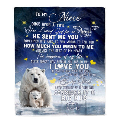 Personalized To My Niece Blanket From Aunt Auntie Uncle Polar Bear Never Forget I Love You Niece Birthday Christmas Customized Bed Fleece Throw Blanket | teecentury