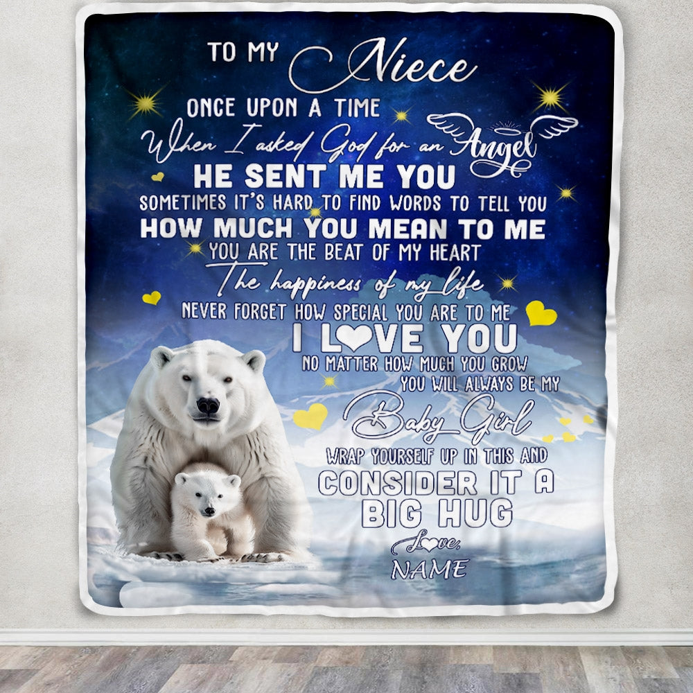 Personalized To My Niece Blanket From Aunt Auntie Uncle Polar Bear Never Forget I Love You Niece Birthday Christmas Customized Bed Fleece Throw Blanket | teecentury