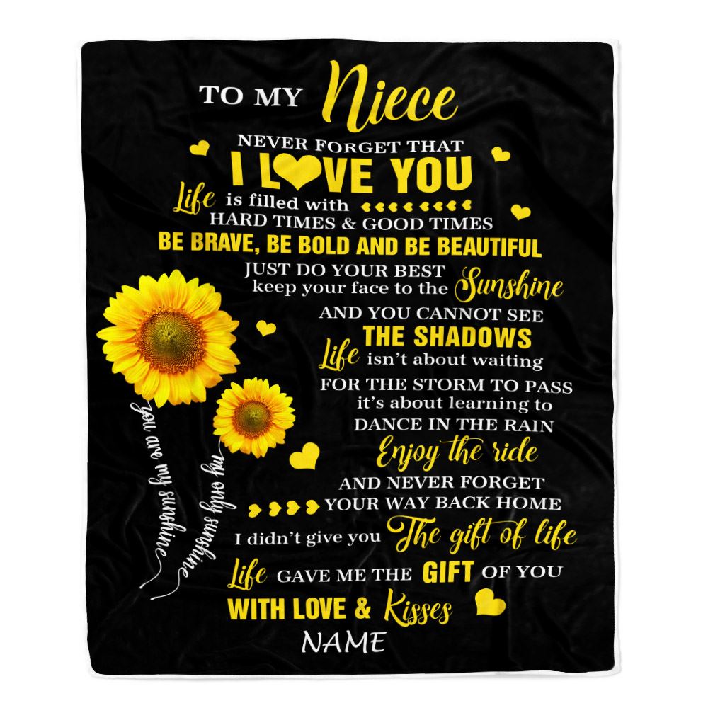 Personalized To My Niece Blanket From Aunt Auntie Uncle Sunflower Never Forget I Love You Niece Birthday Celebrating Graduation Gift Christmas Fleece Blanket | teecentury