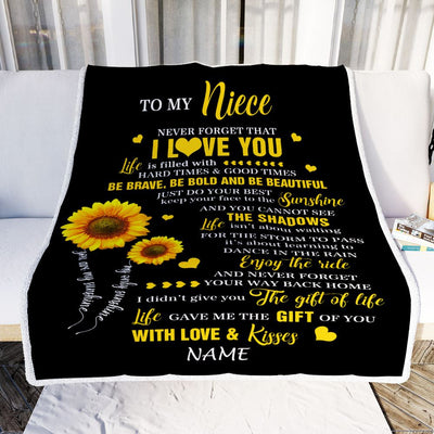 Personalized To My Niece Blanket From Aunt Auntie Uncle Sunflower Never Forget I Love You Niece Birthday Celebrating Graduation Gift Christmas Fleece Blanket | teecentury