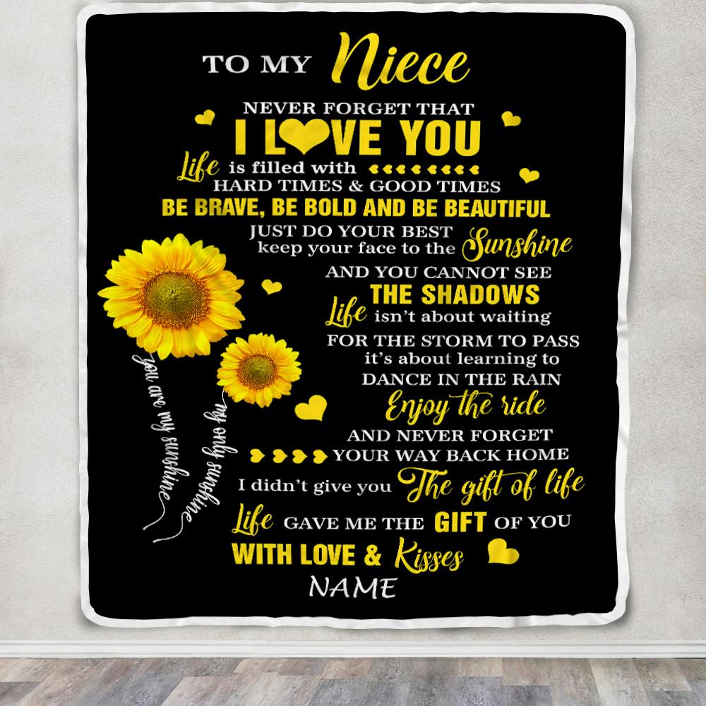 Personalized To My Niece Blanket From Aunt Auntie Uncle Sunflower Never Forget I Love You Niece Birthday Celebrating Graduation Gift Christmas Fleece Blanket | teecentury