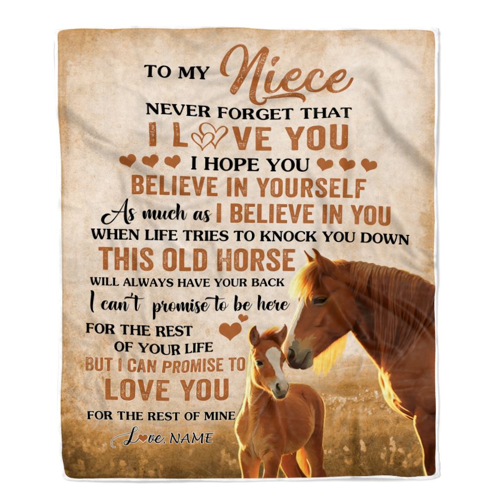 Personalized To My Niece Blanket From Aunt Auntie Uncle This Old Horse Love Niece Birthday Gifts Graduation Christmas Customized Bed Fleece Throw Blanket | teecentury