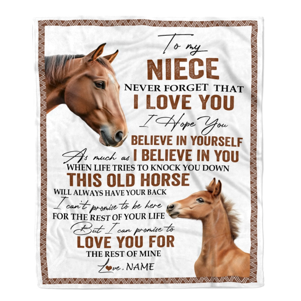 Personalized To My Niece Blanket From Aunt Auntie Uncle This Old Horse Love You Niece Birthday Graduation Christmas Customized Bed Fleece Throw Blanket | teecentury