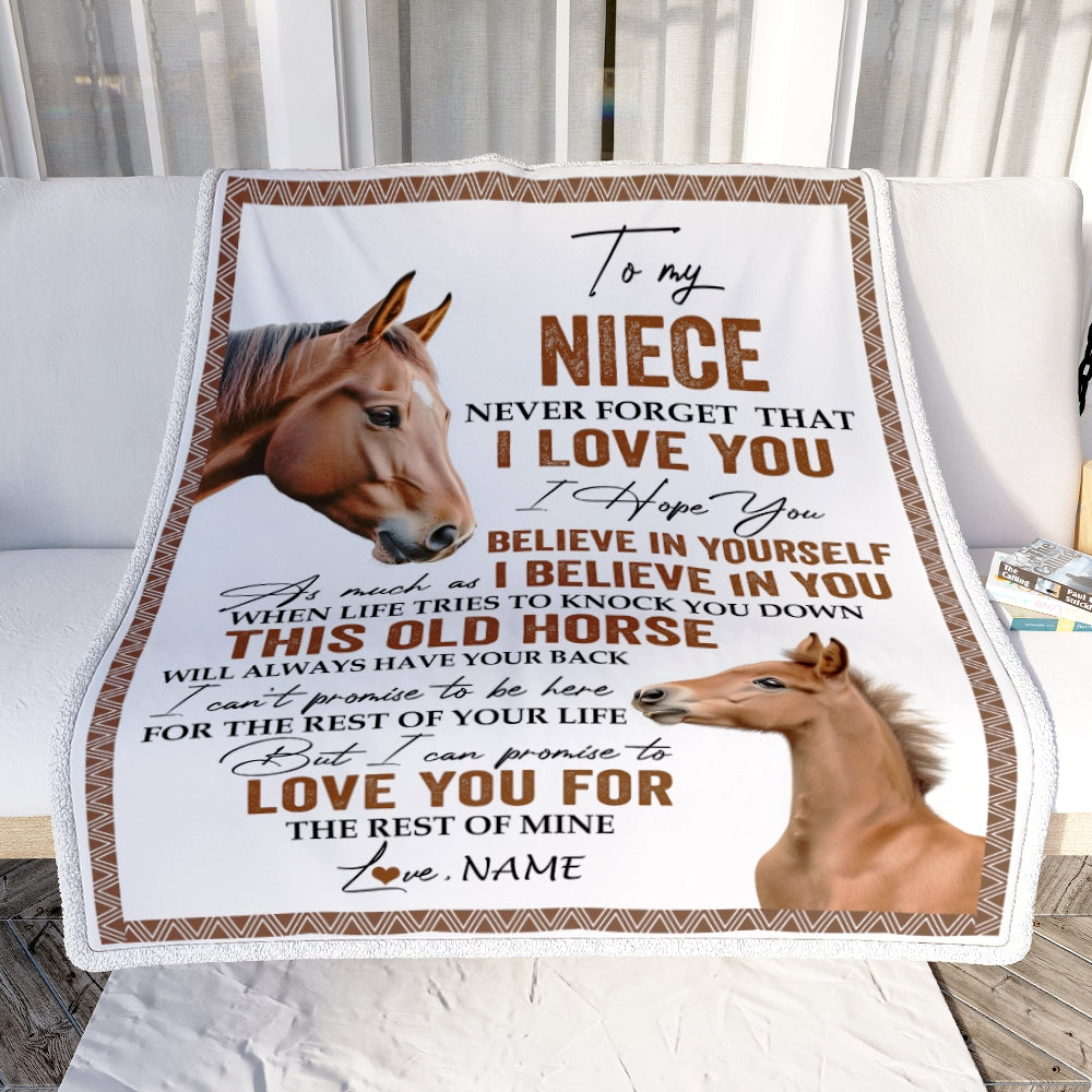Personalized To My Niece Blanket From Aunt Auntie Uncle This Old Horse Love You Niece Birthday Graduation Christmas Customized Bed Fleece Throw Blanket | teecentury