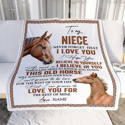Personalized To My Niece Blanket From Aunt Auntie Uncle This Old Horse Love You Niece Birthday Graduation Christmas Customized Bed Fleece Throw Blanket | teecentury