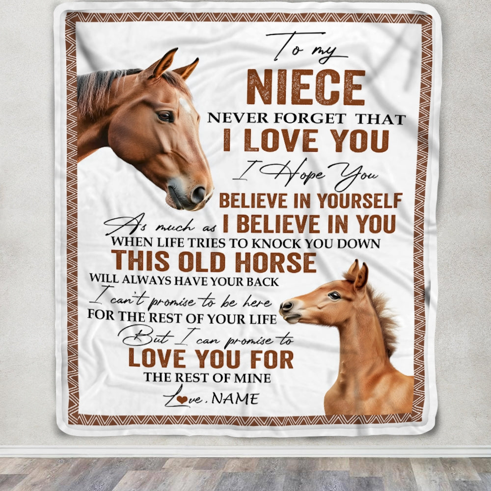 Personalized To My Niece Blanket From Aunt Auntie Uncle This Old Horse Love You Niece Birthday Graduation Christmas Customized Bed Fleece Throw Blanket | teecentury