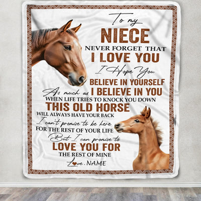 Personalized To My Niece Blanket From Aunt Auntie Uncle This Old Horse Love You Niece Birthday Graduation Christmas Customized Bed Fleece Throw Blanket | teecentury