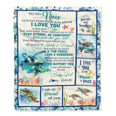 Personalized To My Niece Blanket From Aunt Auntie Uncle Turtle Always Remember How Much I Love Niece Birthday Graduation Christmas Customized Fleece Blanket | teecentury