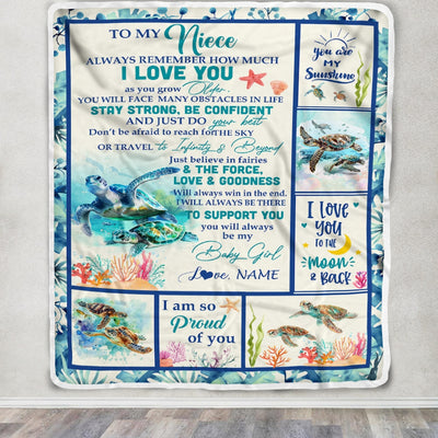 Personalized To My Niece Blanket From Aunt Auntie Uncle Turtle Always Remember How Much I Love Niece Birthday Graduation Christmas Customized Fleece Blanket | teecentury