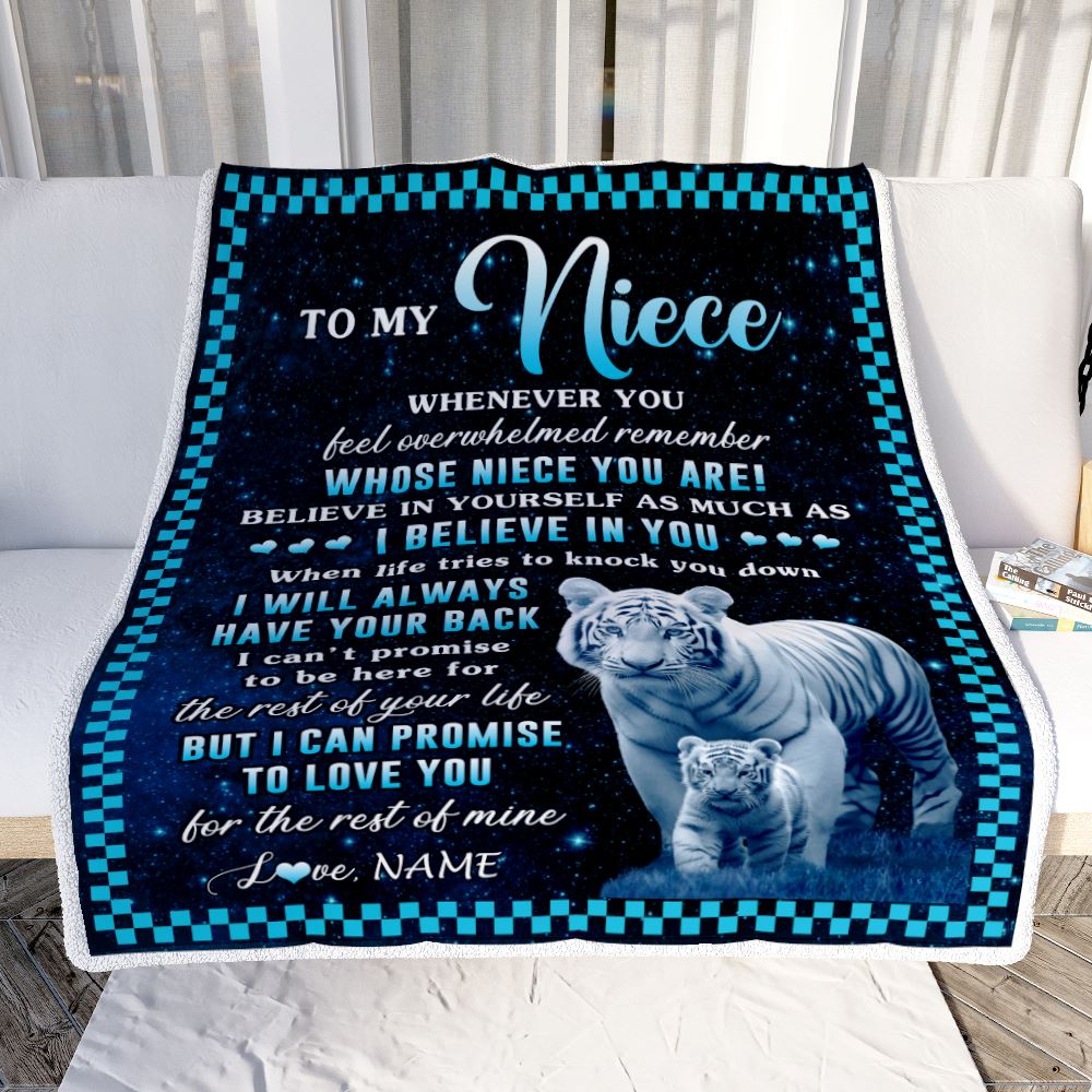 Personalized To My Niece Blanket From Aunt Auntie Uncle Whenever You Feel White Tiger Niece Birthday Gifts Graduation Christmas Customized Fleece Blanket | teecentury