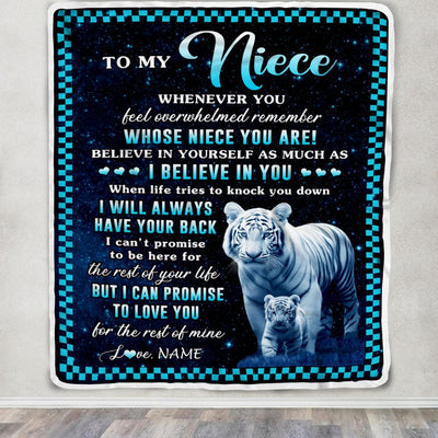 Personalized To My Niece Blanket From Aunt Auntie Uncle Whenever You Feel White Tiger Niece Birthday Gifts Graduation Christmas Customized Fleece Blanket | teecentury