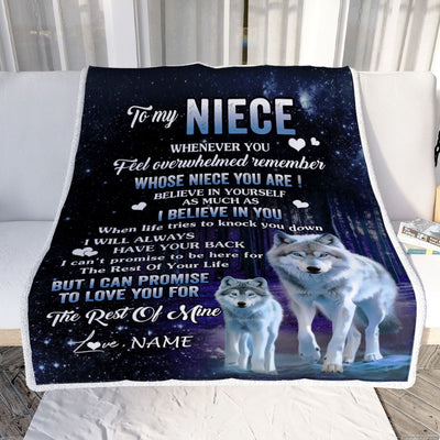 Personalized To My Niece Blanket From Aunt Auntie Uncle Whenever You Feel Wolf Niece Birthday Gifts Graduation Christmas Customized Fleece Blanket | teecentury