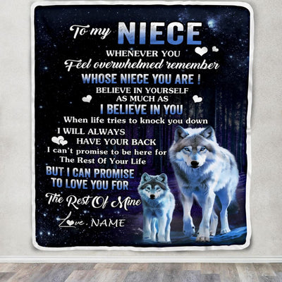 Personalized To My Niece Blanket From Aunt Auntie Uncle Whenever You Feel Wolf Niece Birthday Gifts Graduation Christmas Customized Fleece Blanket | teecentury