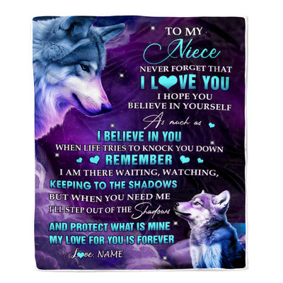 Personalized To My Niece Blanket From Aunt Auntie Uncle Wolf Moon My Love For You Is Forever Niece Birthday Graduation Christmas Customized Fleece Blanket | teecentury