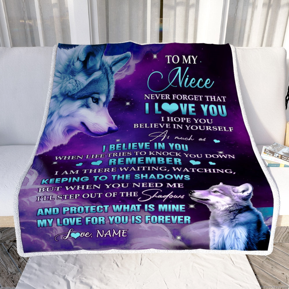 Personalized To My Niece Blanket From Aunt Auntie Uncle Wolf Moon My Love For You Is Forever Niece Birthday Graduation Christmas Customized Fleece Blanket | teecentury