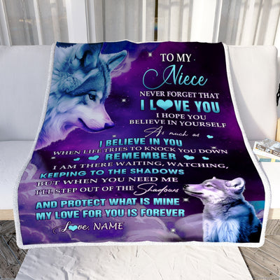 Personalized To My Niece Blanket From Aunt Auntie Uncle Wolf Moon My Love For You Is Forever Niece Birthday Graduation Christmas Customized Fleece Blanket | teecentury