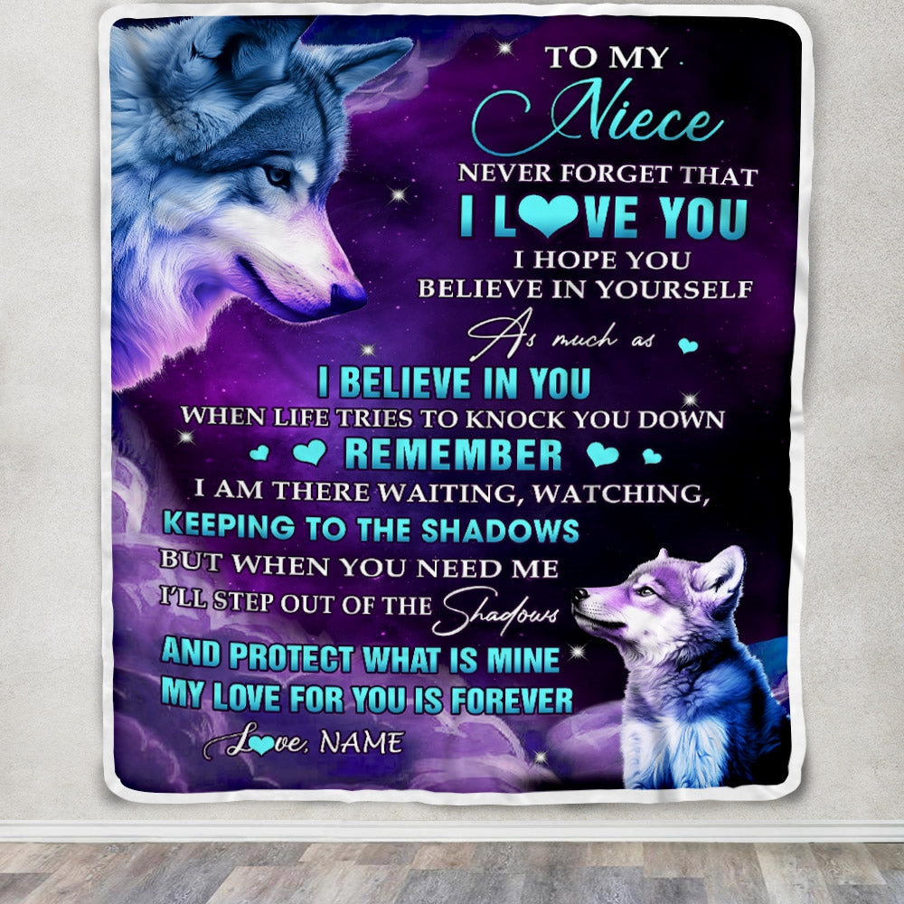 Personalized To My Niece Blanket From Aunt Auntie Uncle Wolf Moon My Love For You Is Forever Niece Birthday Graduation Christmas Customized Fleece Blanket | teecentury