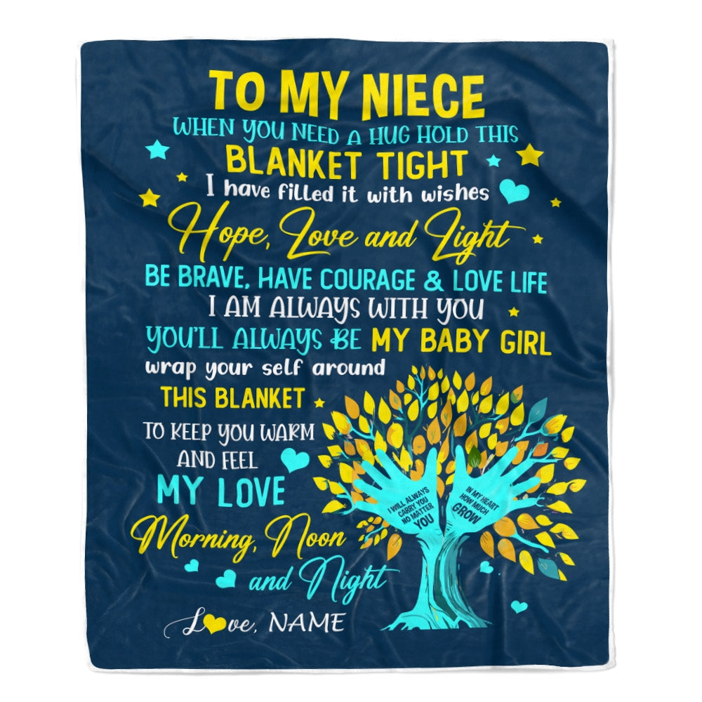 Personalized To My Niece Blanket From Aunt Auntie When You Need A Hug Baby Girl Niece Birthday Graduation Christmas Customized Fleece Throw Blanket | teecentury