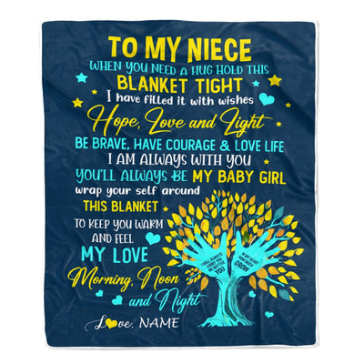 Personalized To My Niece Blanket From Aunt Auntie When You Need A Hug Baby Girl Niece Birthday Graduation Christmas Customized Fleece Throw Blanket | teecentury