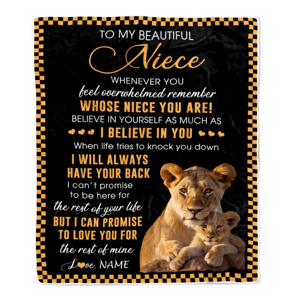 Personalized To My Niece Blanket From Aunt Auntie Whenever You Feel Lion Niece Birthday Gifts Graduation Christmas Customized Fleece Throw Blanket | teecentury