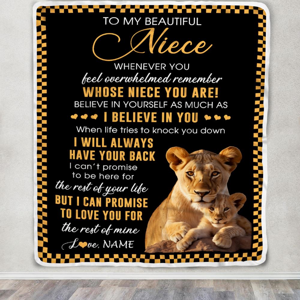 Personalized To My Niece Blanket From Aunt Auntie Whenever You Feel Lion Niece Birthday Gifts Graduation Christmas Customized Fleece Throw Blanket | teecentury