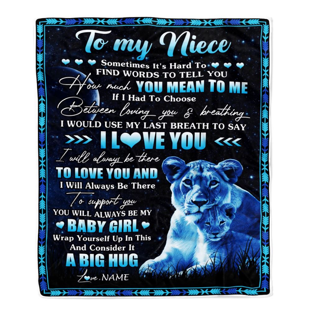 Personalized To My Niece Blanket From Aunt Auntie You Mean Yo Me My Baby Boy Lion Niece Birthday Graduation Christmas Customized Bed Fleece Throw Blanket | teecentury
