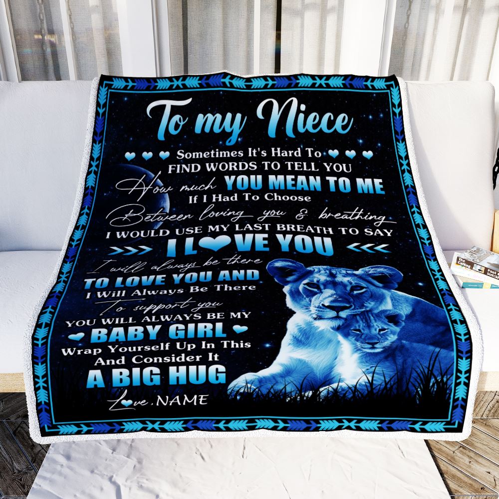 Personalized To My Niece Blanket From Aunt Auntie You Mean Yo Me My Baby Boy Lion Niece Birthday Graduation Christmas Customized Bed Fleece Throw Blanket | teecentury