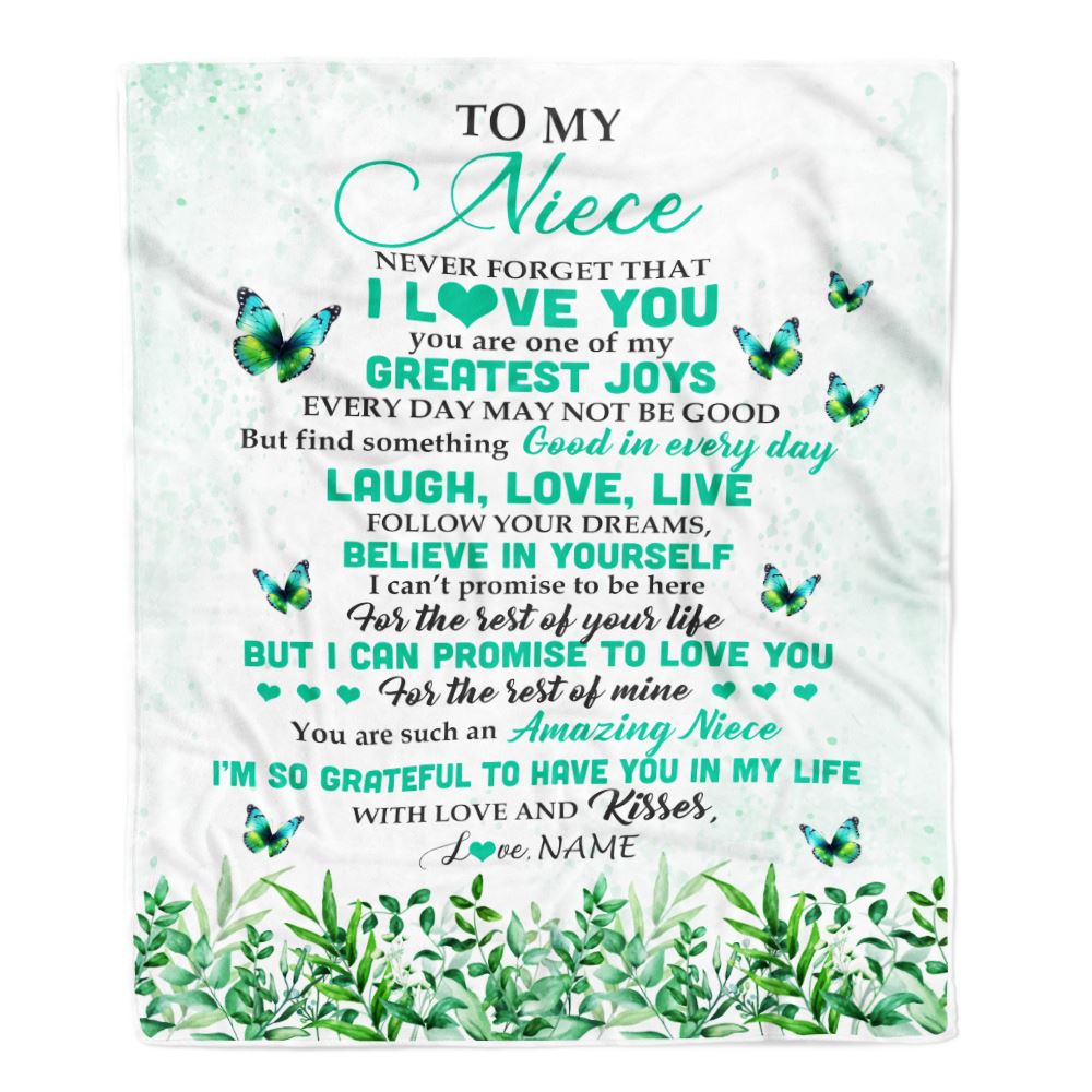 Personalized To My Niece Blanket From Aunt Butterfly Laugh Love Live Niece Birthday Motivational Quote Graduation Christmas Customized Gift Fleece Blanket | teecentury