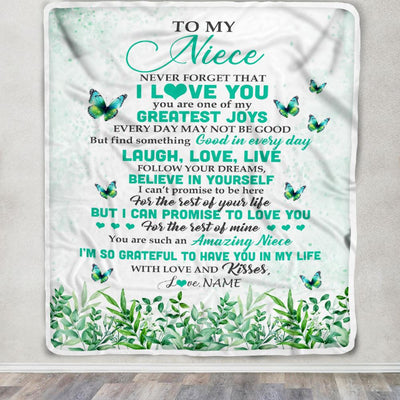 Personalized To My Niece Blanket From Aunt Butterfly Laugh Love Live Niece Birthday Motivational Quote Graduation Christmas Customized Gift Fleece Blanket | teecentury