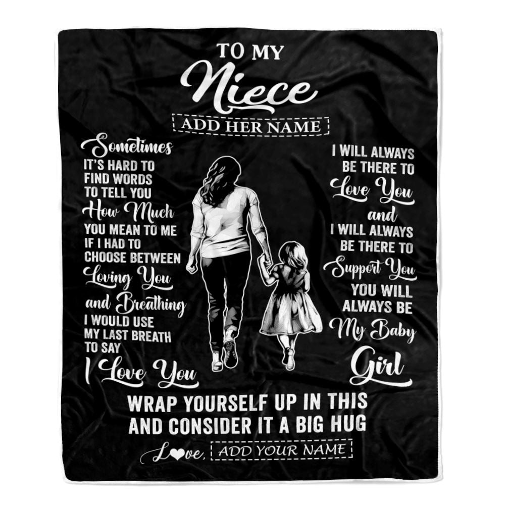Personalized To My Niece Blanket From Aunt Sometimes It's Hard Niece Birthday Gifts Graduation Christmas Customized Fleece Throw Blanket | teecentury