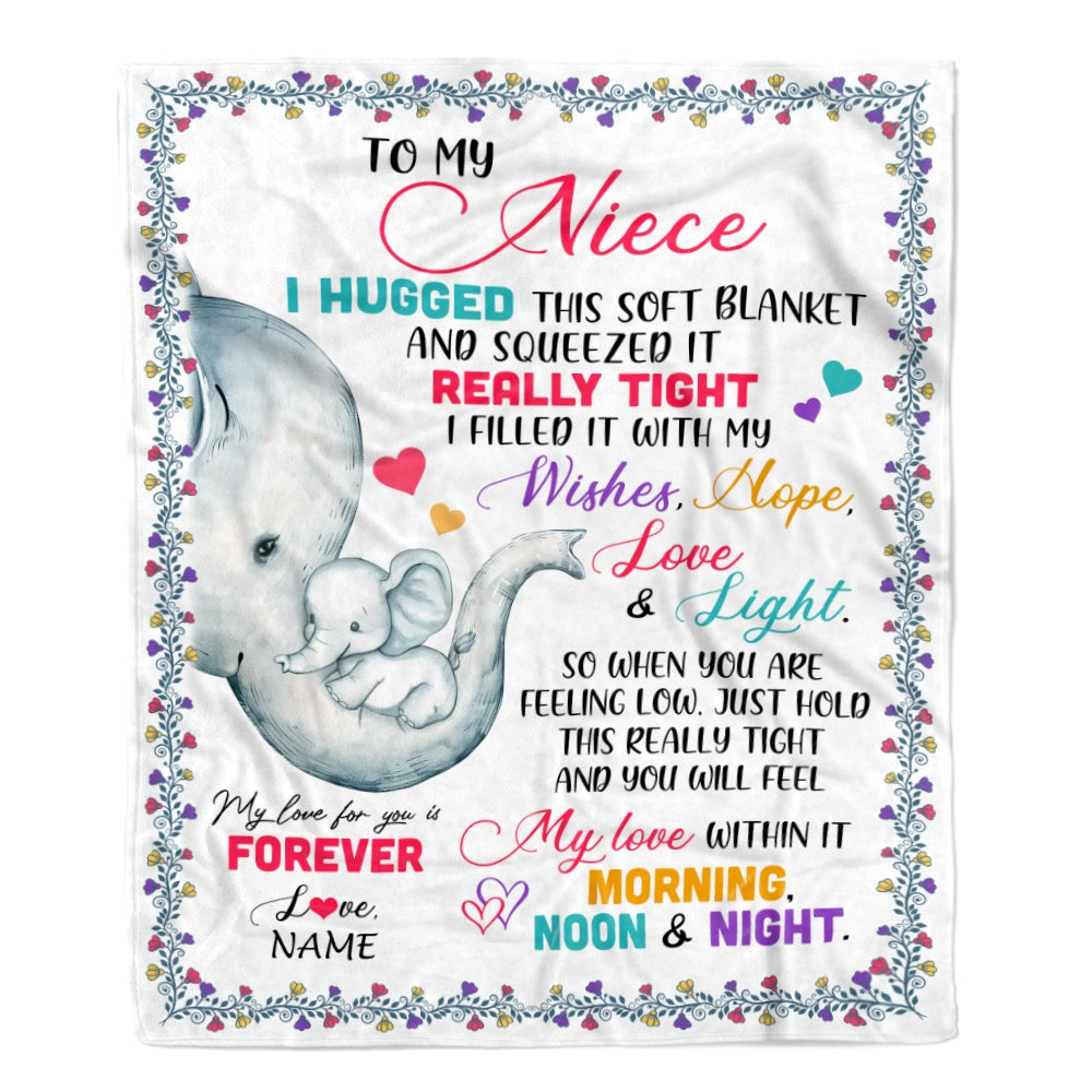 Personalized To My Niece Blanket From Aunt TiTi Uncle Elephant I Huggest This Soft Blanket Niece Birthday Graduation Christmas Customized Bed Fleece Blanket Blanket | Teecentury.com