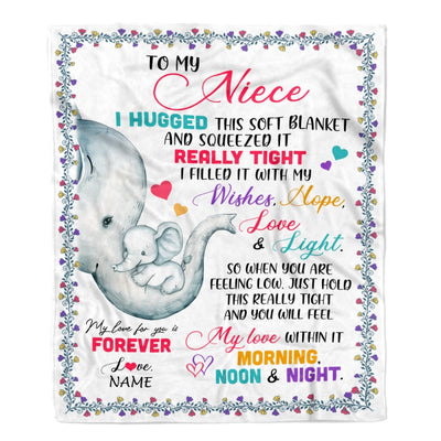 Personalized To My Niece Blanket From Aunt TiTi Uncle Elephant I Huggest This Soft Blanket Niece Birthday Graduation Christmas Customized Bed Fleece Blanket Blanket | Teecentury.com