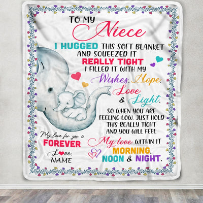 Personalized To My Niece Blanket From Aunt TiTi Uncle Elephant I Huggest This Soft Blanket Niece Birthday Graduation Christmas Customized Bed Fleece Blanket Blanket | Teecentury.com