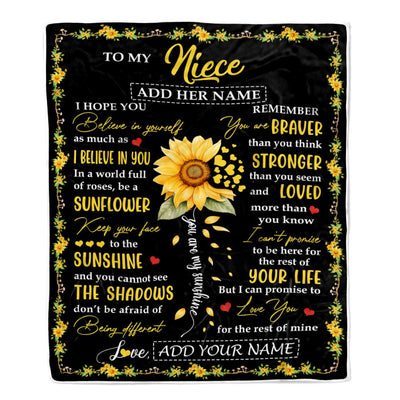 Personalized To My Niece Blanket From Aunt Uncle Auntie Be A Sunflower Niece Birthday Gifts Graduation Christmas Customized Fleece Throw Blanket | teecentury