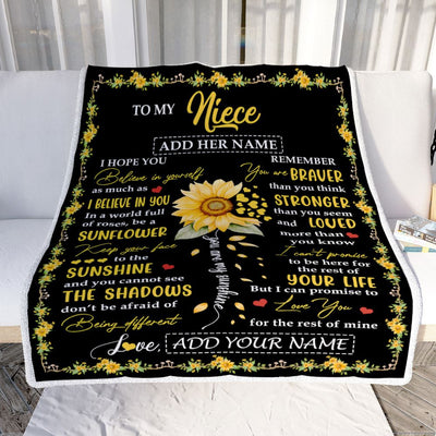Personalized To My Niece Blanket From Aunt Uncle Auntie Be A Sunflower Niece Birthday Gifts Graduation Christmas Customized Fleece Throw Blanket | teecentury
