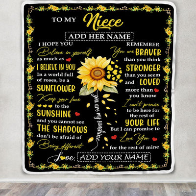 Personalized To My Niece Blanket From Aunt Uncle Auntie Be A Sunflower Niece Birthday Gifts Graduation Christmas Customized Fleece Throw Blanket | teecentury