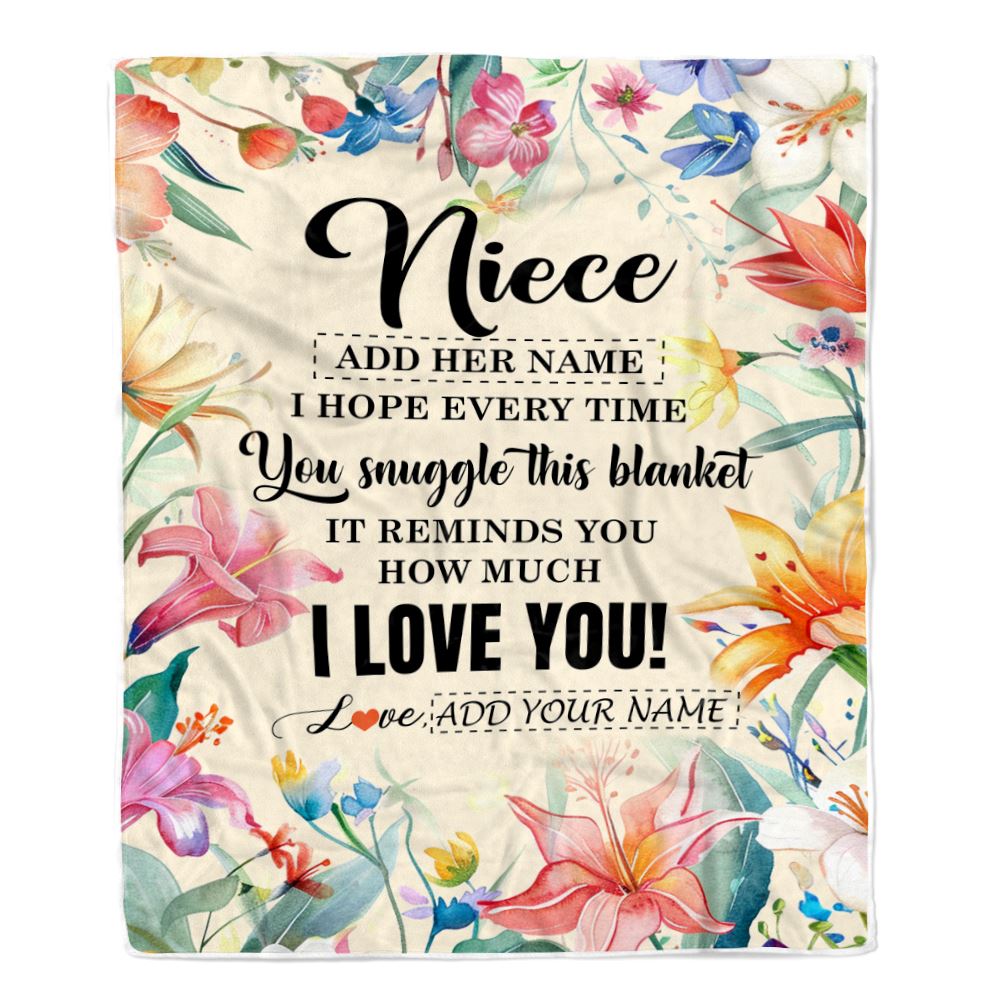 Personalized To My Niece Blanket From Aunt Uncle Auntie Floral I Love You Great Niece Birthday Gifts Graduation Christmas Customized Fleece Throw Blanket | teecentury