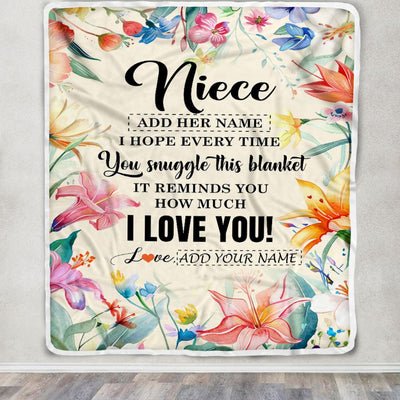 Personalized To My Niece Blanket From Aunt Uncle Auntie Floral I Love You Great Niece Birthday Gifts Graduation Christmas Customized Fleece Throw Blanket | teecentury