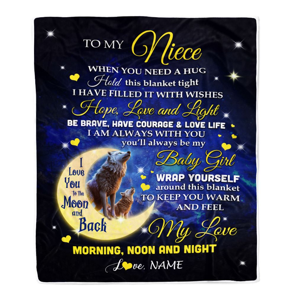 Personalized To My Niece Blanket From Aunt Uncle Auntie I Am Always With You Wolf Niece Birthday Graduation Christmas Customized Bed Fleece Throw Blanket | teecentury
