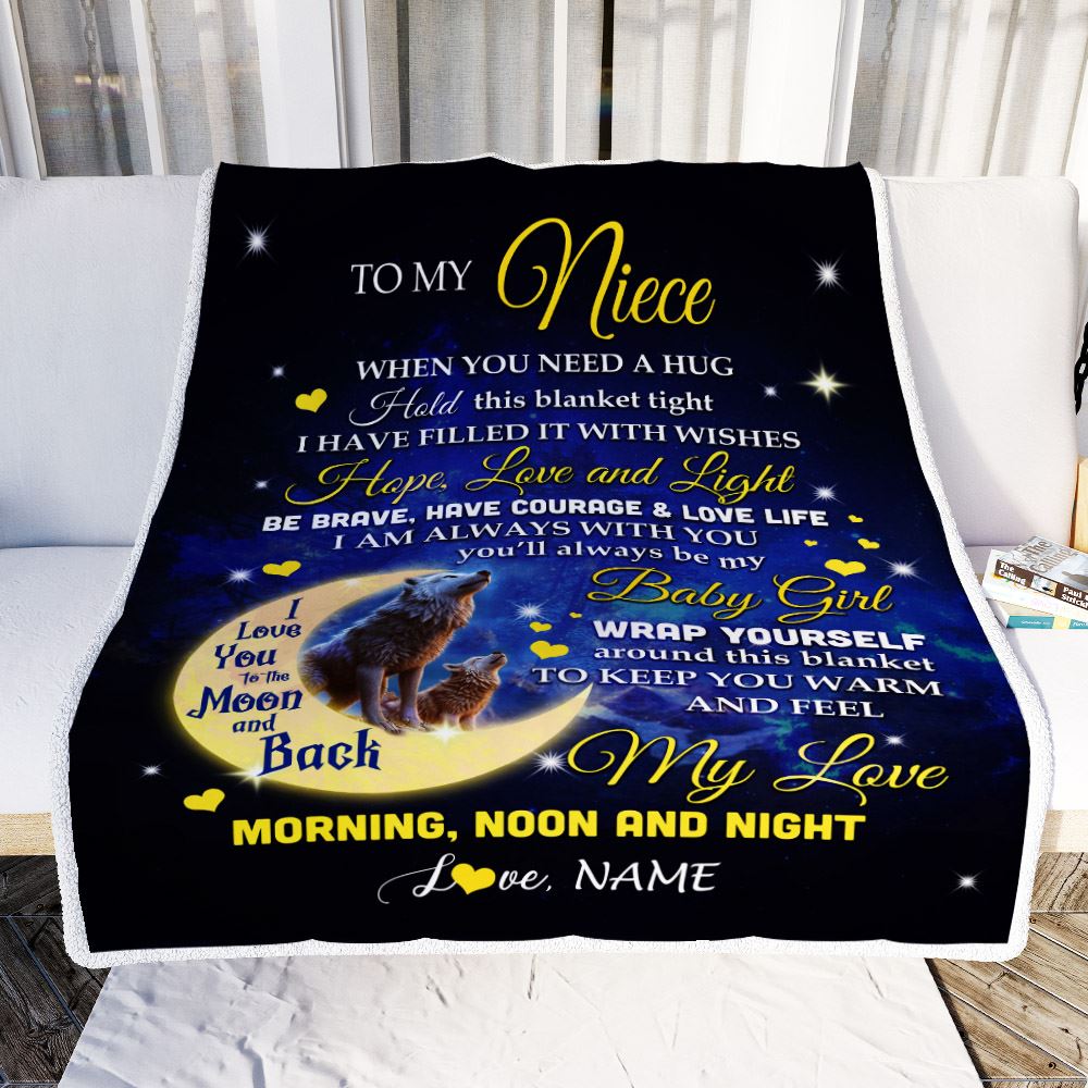 Personalized To My Niece Blanket From Aunt Uncle Auntie I Am Always With You Wolf Niece Birthday Graduation Christmas Customized Bed Fleece Throw Blanket | teecentury