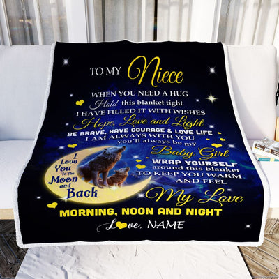 Personalized To My Niece Blanket From Aunt Uncle Auntie I Am Always With You Wolf Niece Birthday Graduation Christmas Customized Bed Fleece Throw Blanket | teecentury