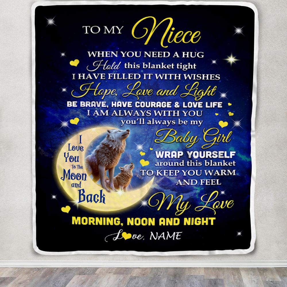Personalized To My Niece Blanket From Aunt Uncle Auntie I Am Always With You Wolf Niece Birthday Graduation Christmas Customized Bed Fleece Throw Blanket | teecentury